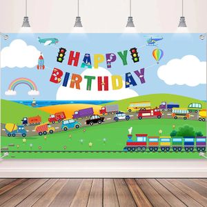 Transport Birthday Party Supplies Decorations Traffic Backdrop Bakgrund Banner för pojkar flickor födelsedagsfest favorit bil 240411