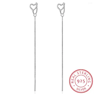 dangle earrings exquisite drop heart for womended wedding long tassel 925 Sterling Silver Jewelry Bijoux Gift