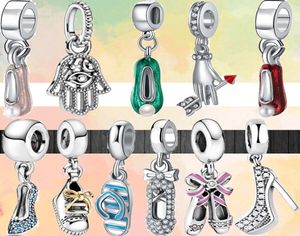 Fit charms 925 bracelet Bead Original box Beach Flip-Flops Ballet Dance Sneaker High Heels Hand European charm jewelry4442969