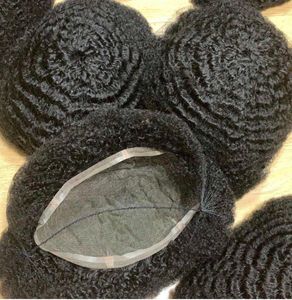 Afro Kinky Curl Toupee Indian Remy İnsan Saç Değiştirme 4mm6mm8mm1mm12mm15mm Siyah Erkekler İçin Tam Dantel Ünitesi Fast Express Del9189026