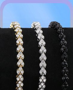 Bracelete de tênis de diamantes de hip hop jóias de corrente simples 8 26 polegadas três cores prateado dourado preto270c4148225