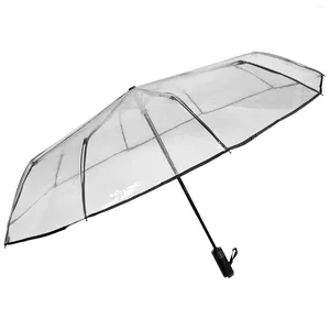 Umbrellas Fully Automatic Ten-bone Folding Transparent Umbrella Portable Clear For Rain Pvc Travel