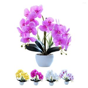 Dekorativa blommor 14 huvuden Artificiell fjäril Orkidékrukad bonsai falska växter POGRAFI PROPLE FÖR LIVE ROOM HOME PARTY DECORATION