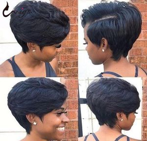 Ishow Piexie Cut Short Short Bob Wig Natural Color All Age Human Hair Bows Brazilian Remy Hair for Black Women 68inch6476845