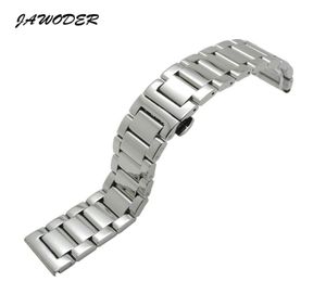 Jawoder Watchband 18 20 22 24mm Men Women Silver Pure Solid rostfritt stål Polering Watch Band Rem distribution Buckle Armband9534078