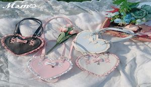 Akşam çantaları tatlı sevimli kalp şekilli çanta lolita fırfır dantel crossbody çanta messenger5167884