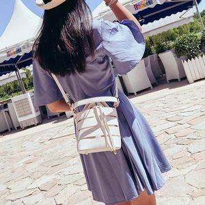 Shoulder Bags Fashion Drawstring PU Leather Bucket Bag For Women 2024 Lady Wild Small Solid Color Crossbody Female Handbags Tote