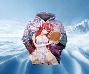 Anime Lisesi DXD kapüşonlu kapüşonlu 3d baskılı seksi kız rias sokak kıyafeti erkekler sweatshirts hentai alter puovers y21111829124704259