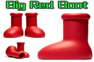 أحذية مصممة نسائية Astro Boy Boot Women Big Red Rain Boot أحذية Rainboots السميكة أسفل الركبة عالية الجوارب المطاط 6941010