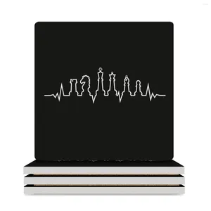 Table Mats Chess Heartbeat Gift For Lovers And Club Fans Ceramic Coasters (Square) Drinks Christmas Tea Eat