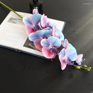 Kwiaty dekoracyjne lateks 9-headów sztuczny motyl orchidea 3D nadruk duży rozmiar fałszywy phalaenopsis silikonowy pu prawdziwy dotyk wystroju domu