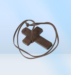 Colar de pendente de madeira vintage para homens homens colar de madeira maciça colar de couro longa corrente de corda de corda7250174
