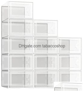 Storage Boxes Bins Shoe Clear Plastic Stackable Organizer For Closet Foldable Shoes Containers Holders Drop Delivery Home Garden H8036799