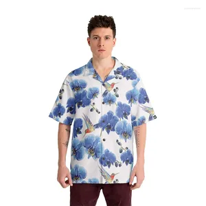 Camicie casual maschili colibrì tropicali 3d stampato per uomo vestiti per animali hawaiani maniche corte piccoli uccelli uccelli aloha bottone top