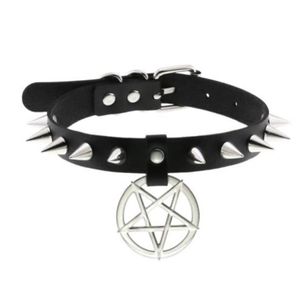 Spike Punk Choker Collar For Girl Goth Pentagram Necklace Emo Neck Strap Cosplay Chocker Gothic Accessories7857068