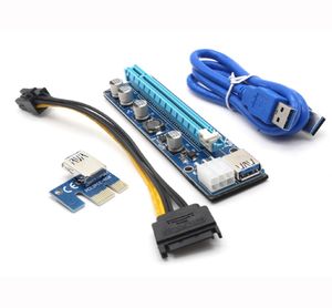 Ver 008C PCIe 1x till 16x Express Riser Card Graphic PCIe Riser Extender 60cm USB 30 CABLE SATA TO 6PIN POWER FÖR BTC MINING7104823
