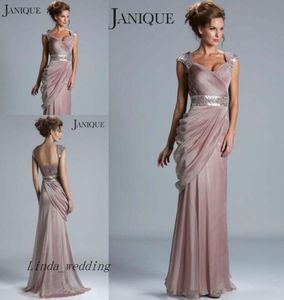 2019 High Quality Janquie Evening Dress Backless Long Chiffon Party Prom Gown Mother of Bride Dress7417822