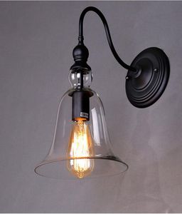 Loft Vintage Bell kształt szklany szklany kinkiet muroczny szklany szklany lampki ścienne barcafe magazynowe dekoracje lampy ściennej zginanie 4137620