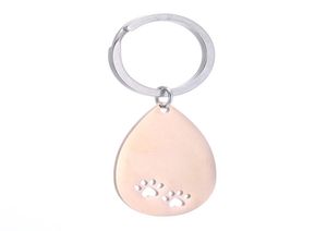 Stainless Steel Dog Paw Keyrings Blank Keychain Diy Charm for Personalized Print Engraved Mirror Polished Pendant Key Chain Ring A1125847