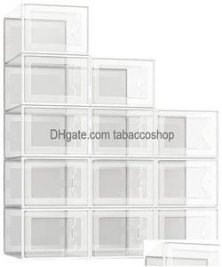 Caixas de armazenamento BINS SAPAÇÃO CLARA PLÁSTICA Organizador empilhável para armários Sapateiros dobráveis Recipientes Droga Drop Delivery Home Garden H6412664