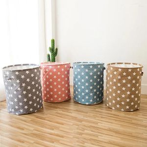 Laundry Bags Foldable Star Basket For Toys Cotton Linen Storage Bucket Bag Collapsible Household Dirty Clothes Organizer 35 45cm