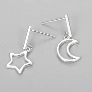 Stud Earrings Real 925 Sterling Silver Star Moon For Women Girls Fashion Sterling-silver-jewelry Brincos Brinco Cute