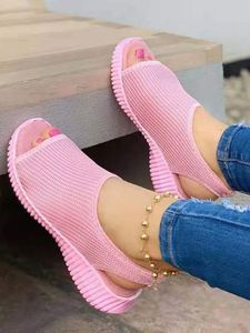Summer Women Shoes Mesh Fish Platform Shoes Womens Closed Toe Wedge Sandals Ladies Light Casual Sandals Zapatillas Muje 240401