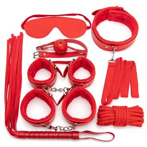 7pcsset BDSM Bondage Sex Toys für Paare Exotisches Accessoires Sexy Whip Eye Maske Halskragen Seilgeschäft 240412