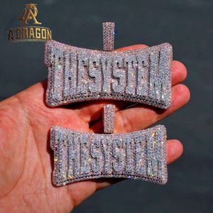 Anpassad Pass Diamond Tester Moissanite Letter Iced ut riktiga 10K 14K karat Vit naturligt guldhänge Hitta smycken för människan