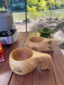Tazze di piattini UpMood1 da campeggio all'aperto in legno Finlandese tazza finlandese caffè Elefante Trunk Tartotalato Shell a doppio buco latte