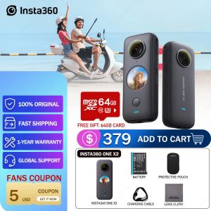 Telecamere originale Insta360 One X2 Sport Action Camera 5.7K Video impermeabile a 10 m Stabilizzazione a flusso Stabilizzazione stabile Modalità Cam fotocamera