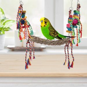 Andra fågelförsörjningar papegoja leksaksdekor dekorativ husdjur rolig bur klättring hängmatta trä hamster matnät för parakiter chinchilla