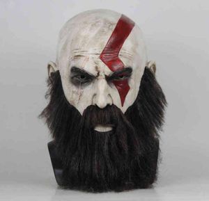 Game God Of War 4 Kratos Mask with Beard Cosplay Horror Latex Party Masks Helmet Halloween Scary Props L2205302897672