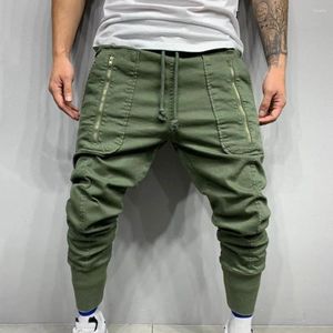 Calça masculina calça masculina moda do estilo ocidental de moda slim masculina longa bolsos de carga para férias