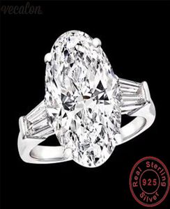 Vecalon Statement Promise Ring 100 925 Sterling Silver Big Oval 8Ct Diamond CZ Engagement Wedding Band Rings for Women Bridal Jew3792480