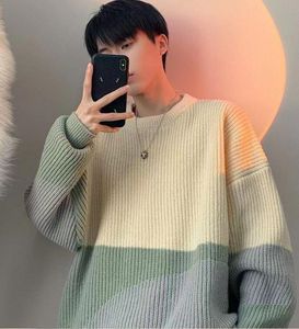 2024 American High Street Sweater Men's Winter Loose Casual Fashion Brand Trendy Lazy Knitwear Round Neck Pullover Line Coat