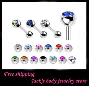 Tongue jewelry T07 mix 8 color 100pcslot body jewelry piercing 316L stainless steel tongue bar tongue ring7513797