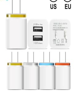 Металлический двойной USB Wall Charger Chareger US EU Plug 21a AC AD Adapter Adapter Sull Charger Pult 2 для IP 11 Pro Max Samsung Xiao9440046