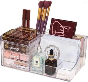 Storage Boxes Makeup Organizer For Vanity Large Box Cosmetics Clear - With Drawers Lipstick Brushes L