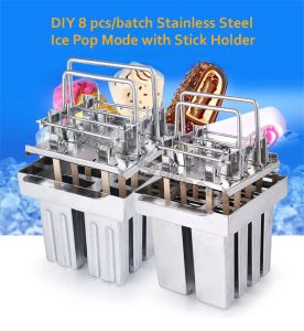 Rucker Edelstahl Eisform Eis Eismalsform handelsübliche Eisenbahn -Schimmelpilze Modell 8 Gitter Eis Eis am Stiel Making Machine Maschine