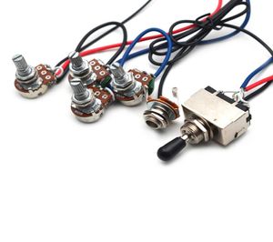 1 set Wiring Harness Prewired 2v2t 3 way Toggle Switch Jack 500k Pots for Gibson Replacement Guitar5298961