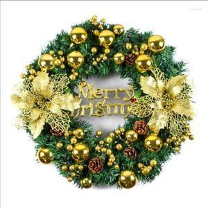 Decorative Flowers 30/40/50CM Garland Arrangement Christmas Wreath Ornament Elegant Red Front Door Wreaths Party Hanging