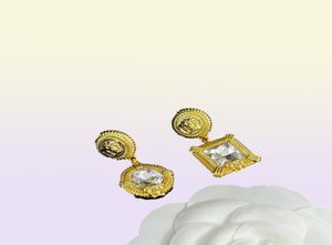 Fashion Basilisk Square Crystal Pendants kvinnors armband halsband stud örhänge set mässing 18k guld plätering damer designer smycken ve-8n15702401