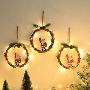 Dekoracyjne kwiaty drzwi do drzwi do wisiorka na pokój Snowman Decor Garland String Light Deer Xmas wiszący świąteczny dekoracja