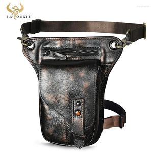 Taillenbeutel Original Leder kleiner Satchel Cross-Body Bag Design Travel Fanny Belt Pack Drop Bein Oberschenkel für Männer männlich 211-6