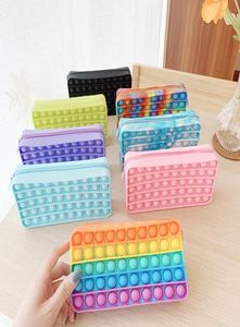 Rainbow push per sensory leksaker påsar purses blyertsfodral barn handväska bubblor per pussel pappersvaror makeup kosmetisk väska telefonpåse tote g7917yx3395962