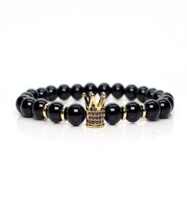 Shinny Siyah Boncuklar Taç Bilezik Erkekler Bilezikler Charm Homme Adam Erkek Takı Heren Kol Bandı Braclets El yapımı Braclet Boncuk Str8656961