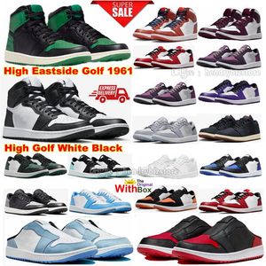 1s Bred Mule Golf UNC High Eastside 1961 Running Shoes 1 Metallic Green Panda White Black Patent Midnight Navy Out The Mud Low Neutral Olive Shadow Sneakers Trainers