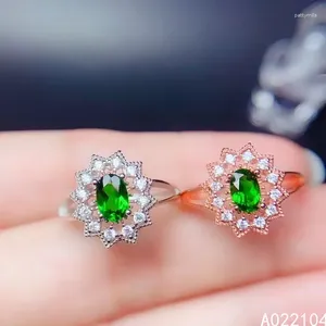 Anelli a grappolo kjjeaxcmy gioielli fine 925 sterling in argento intarsiatura diopside naturale donne vintage elegante fiore regolabile ad anello gemma festa regalo