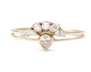 Moissanite 6st Pear Stoens Totalt 1CTW Lab Diamond Solitaire Wedding Engagement Ring Set Solid 14k Yellow Gold for Women3055184